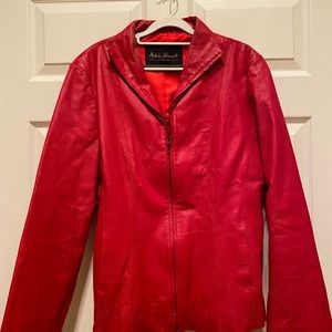 Ashley Stewart Faux Red Leather Jacket Size 2xl